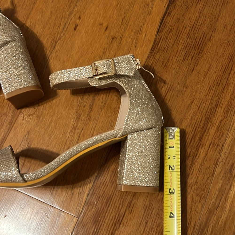 Glitter Chunky Ankle Strap Sandals - Picture 4 of 7